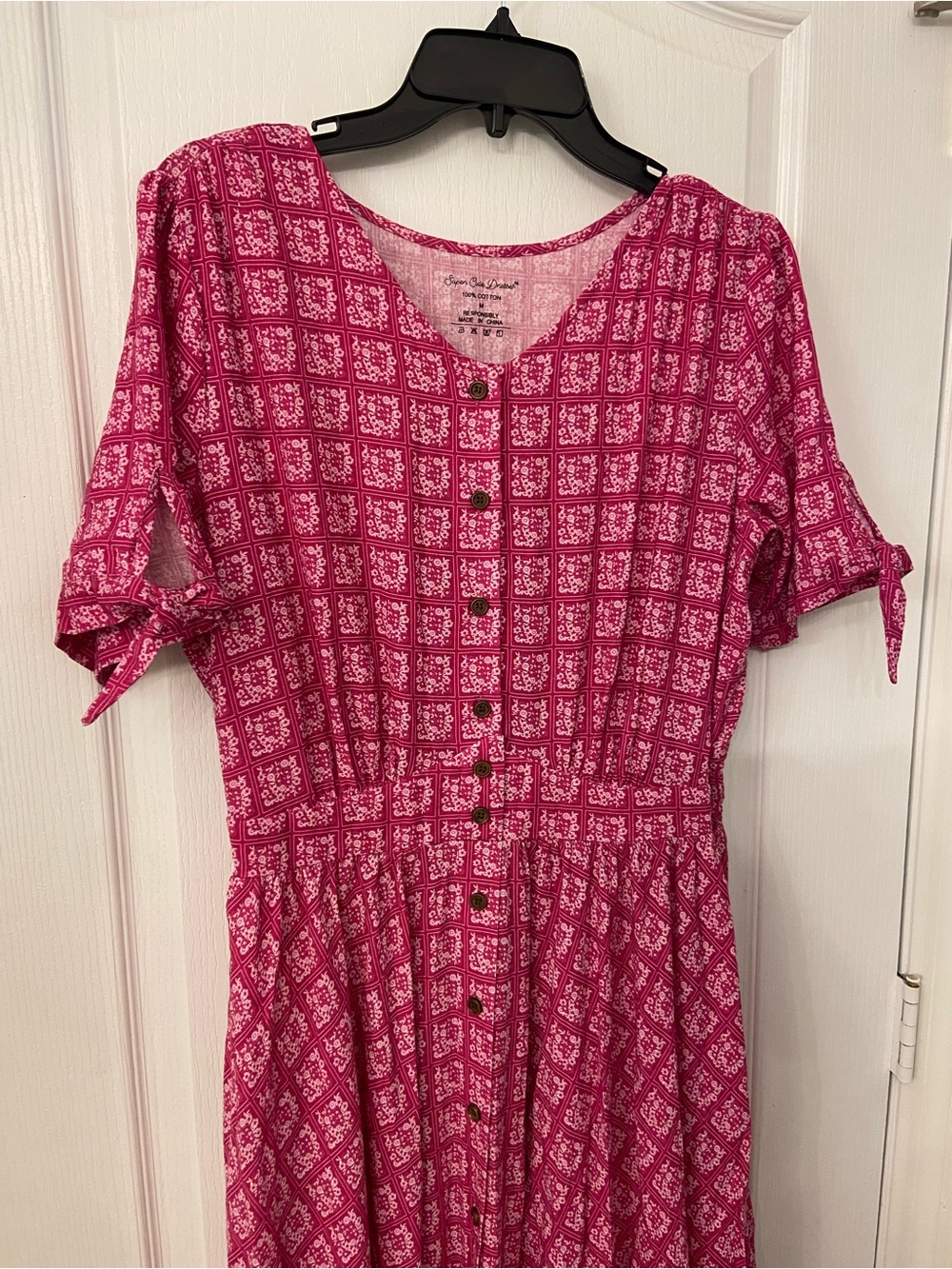Nursing Pink Cotton Maxi Dress - Picture 2 of 7